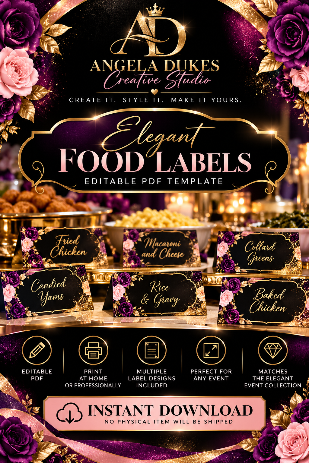Elegant Food Labels — Editable PDF Template