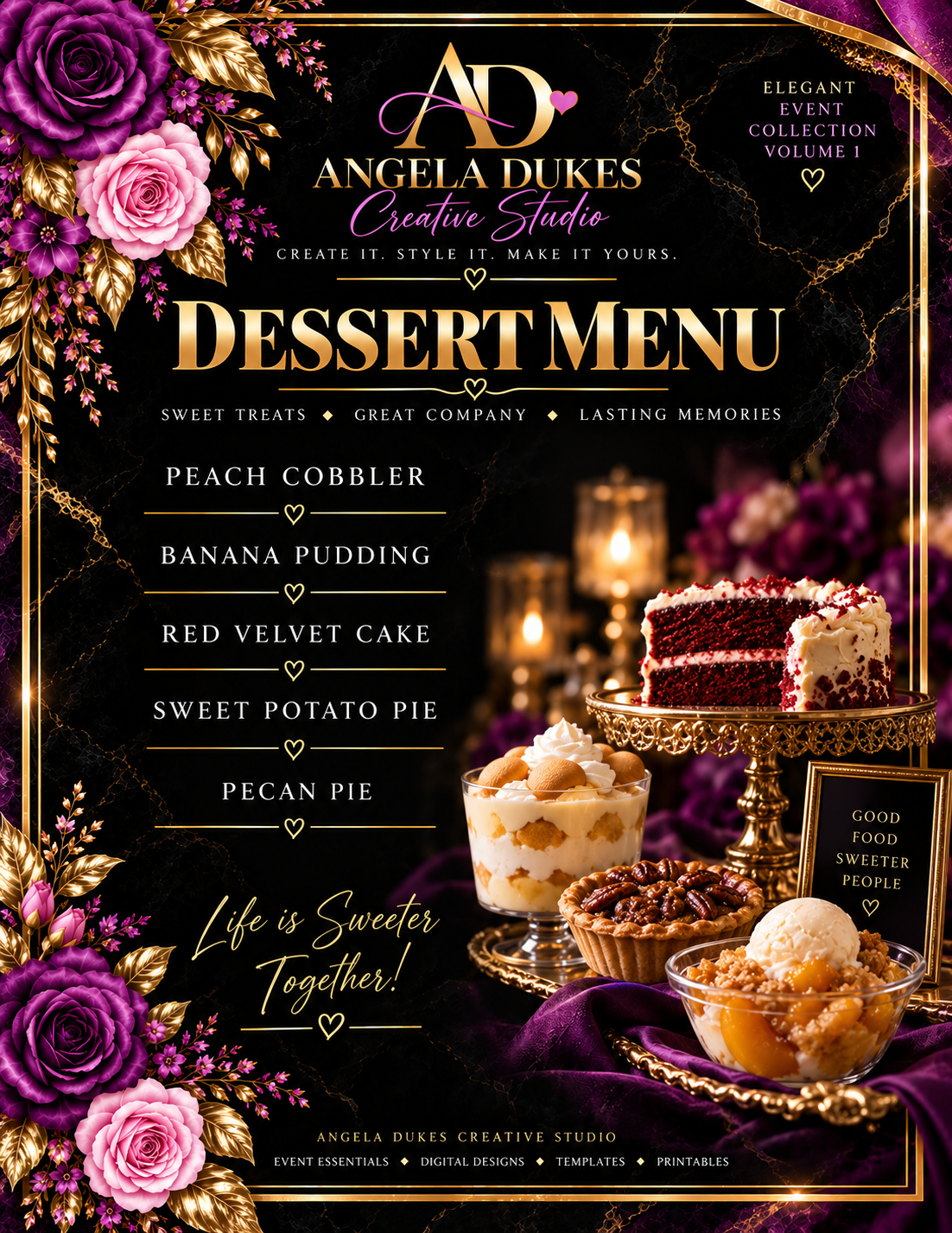 Elegant Dessert Menu — Editable PDF Template