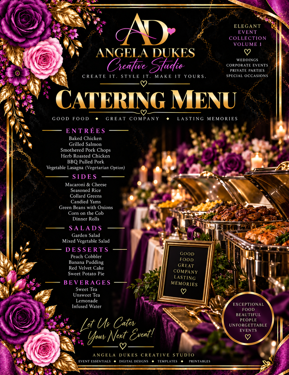 Elegant Catering Menu — Editable PDF Template